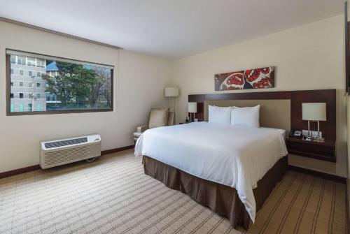 a hotel room with a large bed and a window at Wyndham Garden San Jose Escazu, Costa Rica in San José