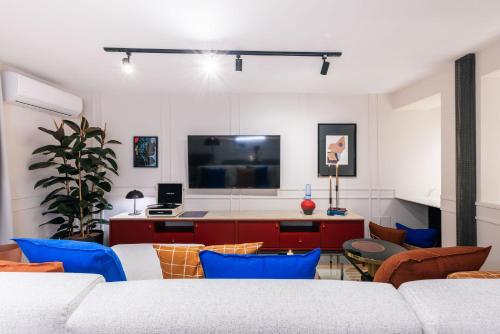 Khu vực ghế ngồi tại Stylish 4 suites +patio luxury apartment Gran Via
