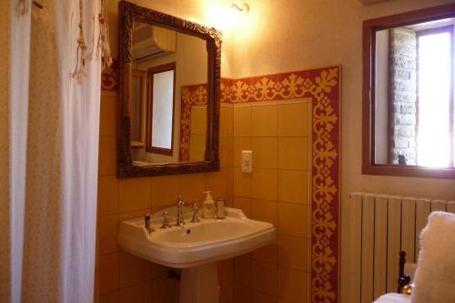 a bathroom with a sink and a mirror at Le Manoir Saint Clair in Balma