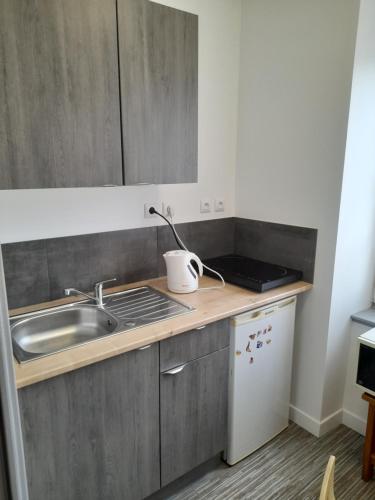a kitchen with a sink and a counter top at 17, face à la gare in Lannion