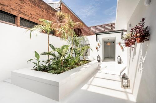 a courtyard with plants on the side of a building at 5411 Soho Hotel in Buenos Aires
