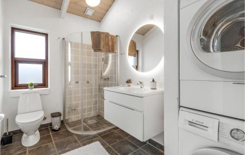 a white bathroom with a toilet and a sink at Awesome Home In Fan With Wifi in Fanø