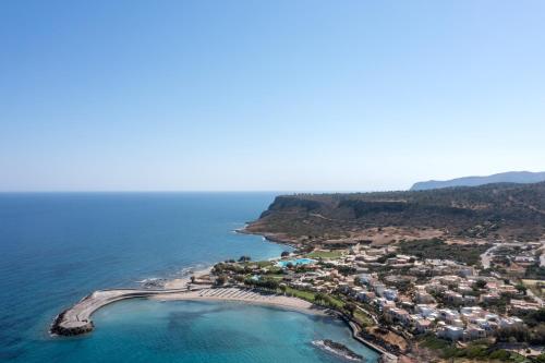 an aerial view of a beach and the ocean at Kalimera Kriti Hotel & Village Resort in Sisi