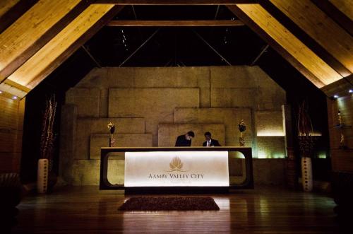 a stage with a sign that reads annual watch city at Aamby Valley City in Lonavala