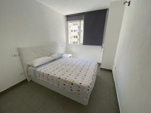 una piccola camera con letto e finestra di Apartamentos Novacala Benidorm II a Benidorm