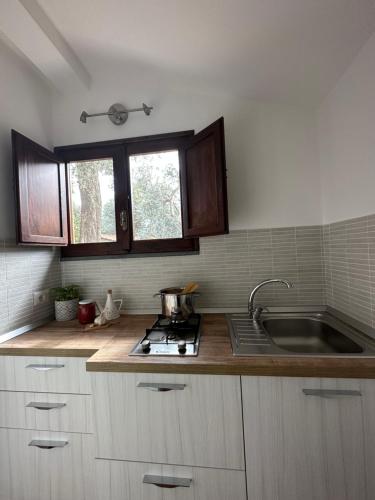 cocina con fregadero y encimera en B&B La Quiete, en Massa Lubrense