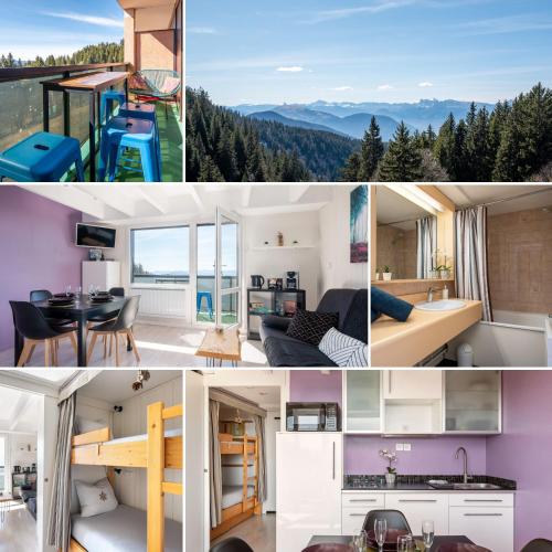 un collage de photos d'une maison dans l'établissement Studio NATHEN - Parking - Wifi - Balcon Sud ouest - Chamrousse 1650, à Chamrousse