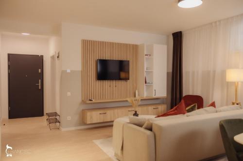 TV a/nebo společenská místnost v ubytování ZEN Garden Apartments