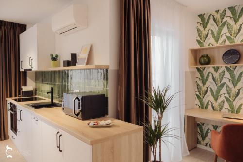 Kuchyň nebo kuchyňský kout v ubytování ZEN Garden Apartments