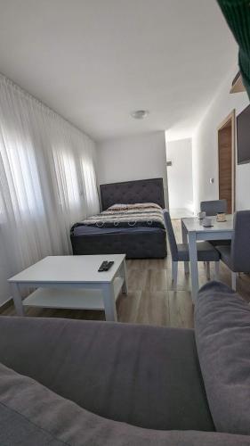 a living room with a bed and a couch and a table at Iva Lux Apartments in Žabljak