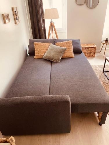 - un canapé avec deux oreillers dans le salon dans l'établissement Appartement Carré d’Or Nice, à Nice