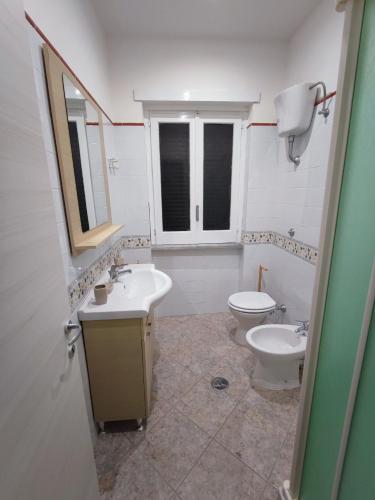 a bathroom with a toilet and a sink at Agavi's Home 1 in Baia Domizia