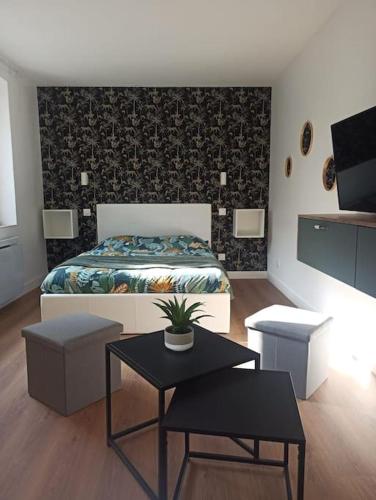Superbe studio avec cour et parking gratuit à 5 min du château