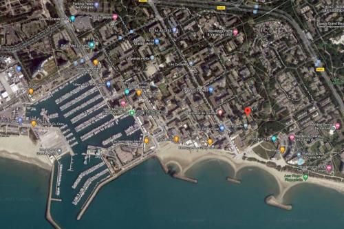 a map of a city next to the water at Studio La Grande Motte, au plus près des plages in La Grande Motte