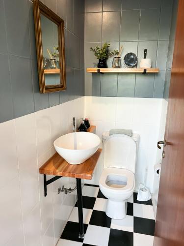 a bathroom with a sink and a toilet at Casa 9 de julio in Tandil