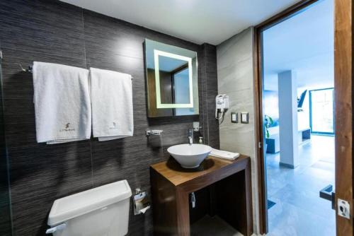 een badkamer met een wastafel en een toilet bij Rochester 10 in Mexico-Stad