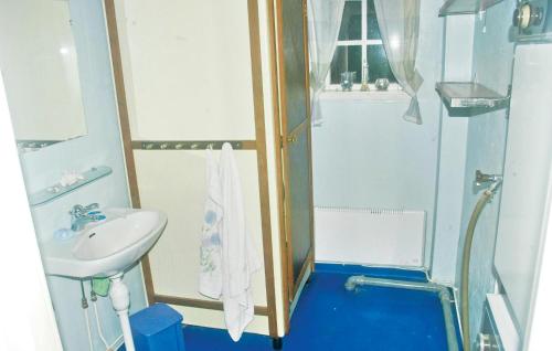 uma pequena casa de banho com um lavatório e um chuveiro em Amazing Home In Rottneros With Kitchen em Bråsstorp