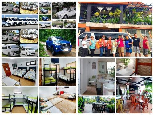 un collage d'images de personnes et de voitures dans l'établissement Liturs Travel Services / Homestay / Rent a Car, à Bacolod