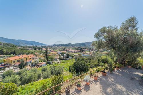 a view of a town from a hill with plants at La Palazzina nel Verde - Goelba in Campo nell'Elba