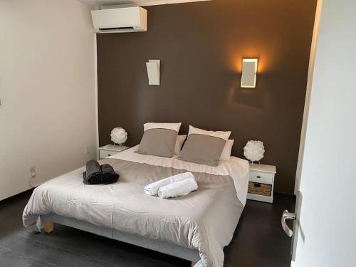 Postel nebo postele na pokoji v ubytování Maison 8 personnes havre de paix à Seignosse