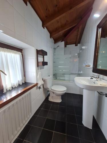 uma casa de banho com um WC e um lavatório em Hotel La Balsa em Cangas de Onís