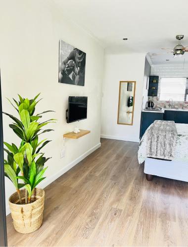 Ένα ή περισσότερα κρεβάτια σε δωμάτιο στο Modern studio apartments