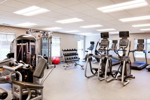a gym with treadmills and cardio equipment in a room at Residence Inn by Marriott Hanover Lebanon in Lebanon