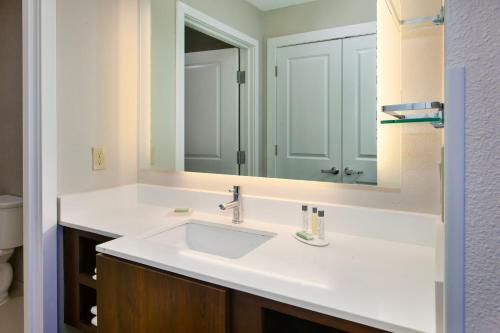 a bathroom with a white sink and a mirror at Residence Inn by Marriott Ann Arbor North in Ann Arbor