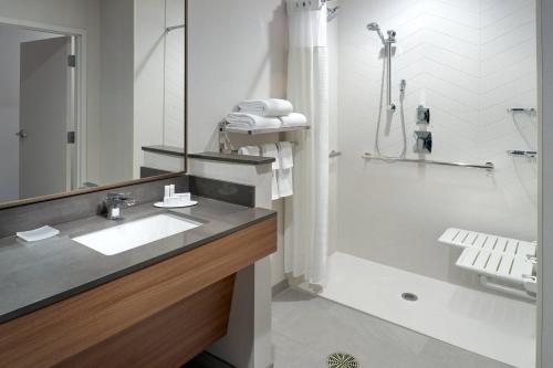 a bathroom with a sink and a shower at Fairfield Inn & Suites by Marriott Athens-University Area in Athens