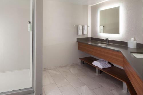a bathroom with a sink and a mirror at Fairfield Inn & Suites by Marriott Charleston in Charleston