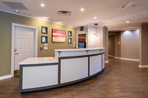 a lobby of a hospital with a reception counter at Residence Inn by Marriott Princeton at Carnegie Center in Princeton