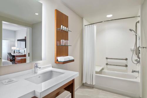 y baño con lavabo, bañera y ducha. en Delta Hotels by Marriott Ashland Downtown, en Ashland