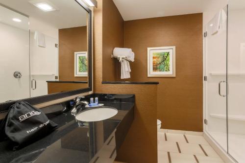 y baño con lavabo y espejo. en Fairfield Inn & Suites by Marriott Cotulla, en Cotulla