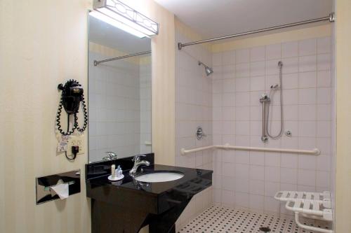 ein Bad mit einem Waschbecken und einer Dusche in der Unterkunft Fairfield Inn and Suites by Marriott Gadsden in Gadsden