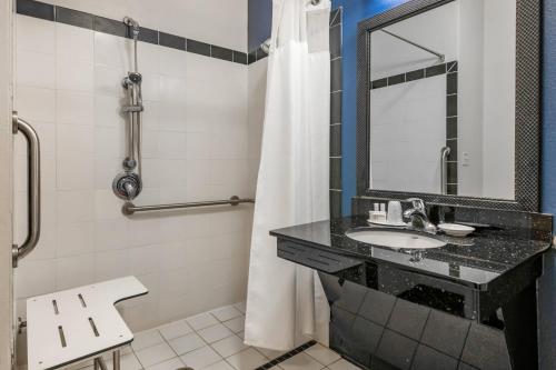 een badkamer met een wastafel en een spiegel bij Fairfield Inn and Suites Holiday Tarpon Springs in Holiday
