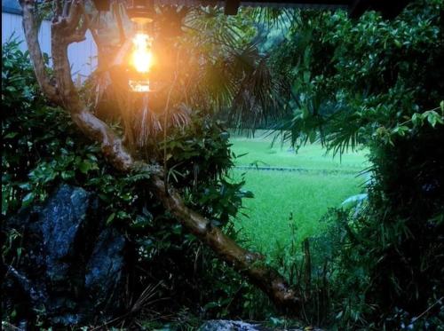 a street light with a green field in the background at HOSHIYAMA B extra for pets - Vacation STAY 13934v in Fujinomiya