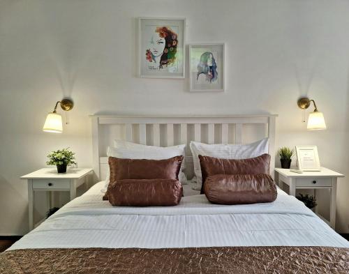 贝尔格莱德GENIUS STUDIO的一间带大床和两个床头柜的卧室