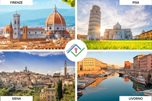 a collage of pictures of cities and buildings at Mezzanino 26 by TuscanyWeGo in Lucca