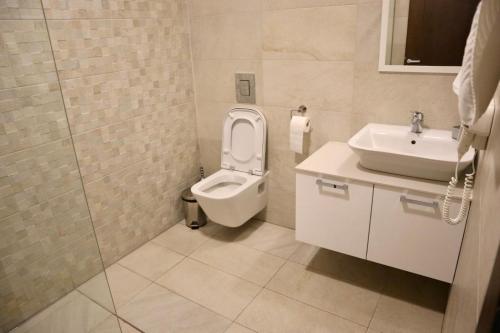 a bathroom with a toilet and a sink at PS Apartments in Ohrid