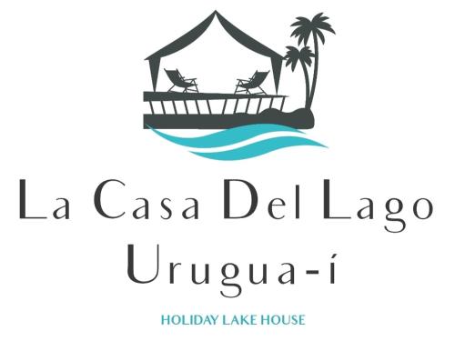 logotipo de la casa del laguna con un barco pirata y palmeras en La Casa Del Lago URUGUA-Í en Puerto Iguazú