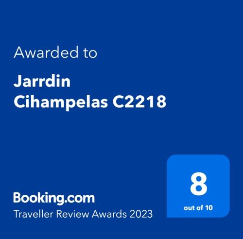 a screenshot of a cell phone with the text awarded to jarlin chicago at Jarrdin Cihampelas C2218 in Bandung