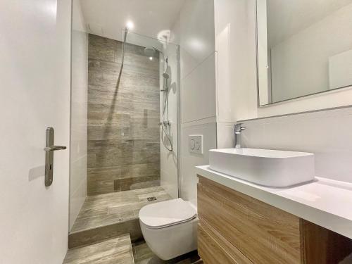 a bathroom with a toilet and a sink and a shower at Le Dijontissime Appartements haut de Gamme Dijon centre in Dijon