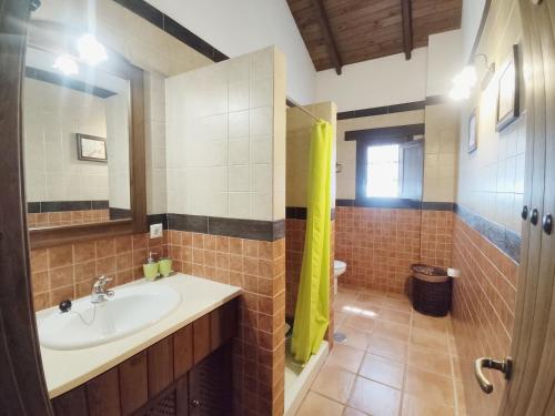 La salle de bains est pourvue d'un lavabo et d'un miroir. dans l'établissement Only4you Country House Perfect location to visit Andalucia, à Casabermeja