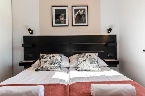 1 dormitorio con 1 cama grande y 2 almohadas en Apartament Czorsztyn en Kluszkowce