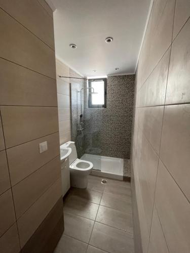 Vixen Apartment Studio 2 في ثيولوغيس: حمام مع مرحاض ومغسلة