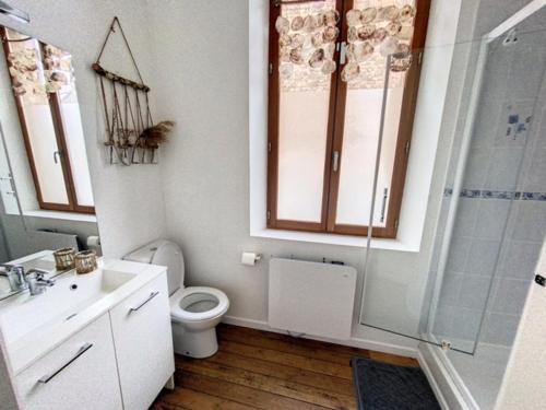 a bathroom with a toilet and a sink and a shower at Maison avec 4 chambres au centre de st Valéry in Saint-Valéry-sur-Somme