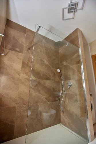 a shower with a glass door in a bathroom at L&L Luxury apartment 1 in Okrug Donji