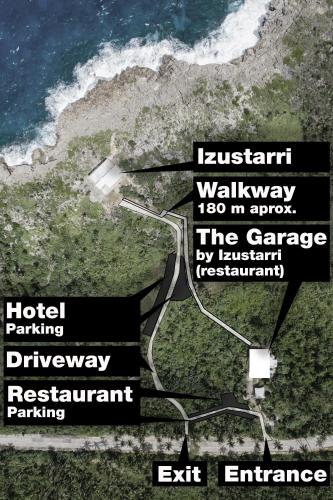 a map of the entrance to the garage by the ocean at Izustarri in Burgos