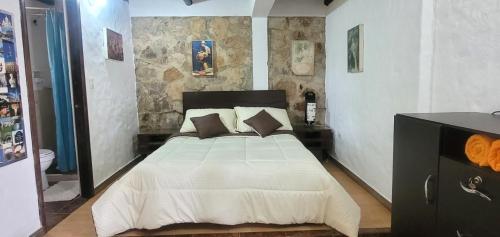 a bedroom with a large white bed in it at La Rosaleda 1 - Hermosa finca en Paipa in Paipa