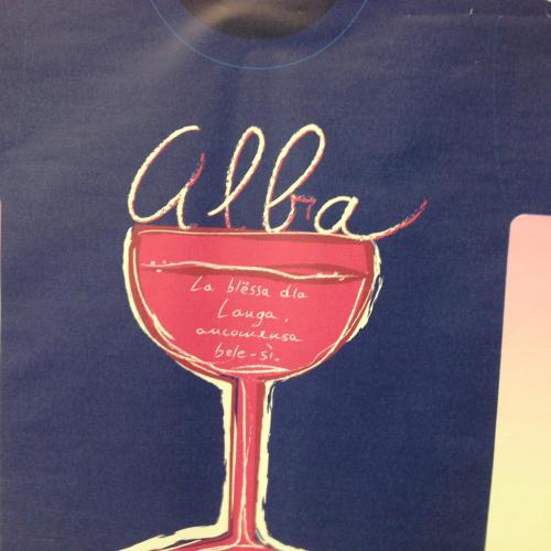 a drawing of a wine glass on a shirt at Casa Bona in Alba